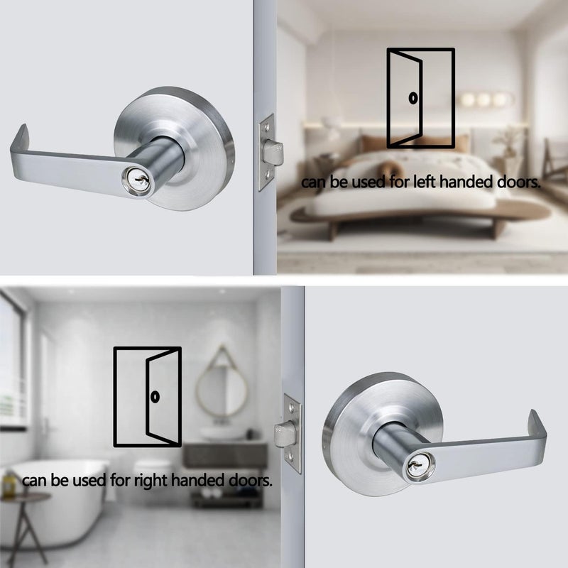HISAFE Heavy Duty Commercial Grade 2 Keyed Entry Door Lever, Satin Chrome Finished ADA Commercial Handle, UL 3 Hour Fire Rated Ergonomic Lever for Exterior Door and Front Door, 70mm Latch - Image 3